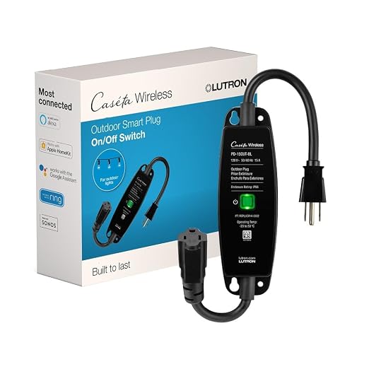 51BAUATusnL._SX522_.jpg Lutron Caseta Smart Outdoor Plug for Lights and Motors (Smart Hub Required) | Smart Outdoor Plug for Patio, Backyard, Outdoor Lights, Waterproof, Built to last, All year round timer, PD-15OUT-BL, Black - Image 1
