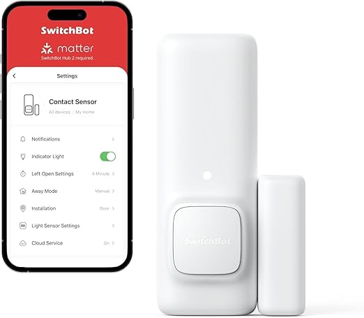 51YYupwnxtL._SX522_.jpg SwitchBot Door Alarm Contact Sensor - Smart Home Security Wireless Window Alarm and Door Sensor, Add SwitchBot Hub to Make it Compatible with Alexa - Image 1