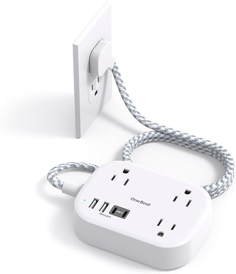 51n30UegC7L._AC_SX466_.jpg Cruise Essentials 2026,One Beat Travel Power Strip with USB C,Flat Plug 6ft | Extension Cord with 3 Outlets 4 USB Ports(2 USB C), Desk Wall Outlet Extender,Non Surge Protector for Cruise,Dorm Room,ETL - Image 1