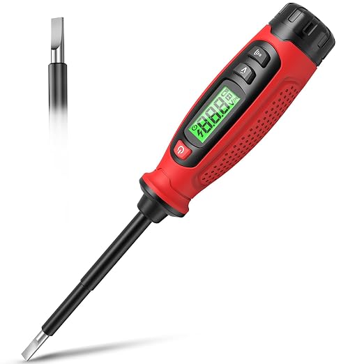613E3Jkx6sL._SX522_.jpg KAIWEETS 2-in-1 Voltage Tester Screwdriver, 3–500V AC Contact Voltage Measurement & Non-Contact Detector Pen, Slotted Head, LCD Display, Live Wire Finder, Continuity Test for Outlet & Circuit, KTS02 - Image 1