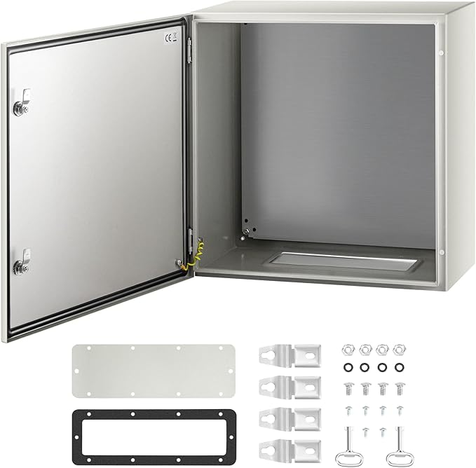 613Xu9W57OL._AC_SX679_.jpg VEVOR NEMA Steel Enclosure, 24 x 24 x 12'' NEMA 4X Steel Electrical Box, IP66 Waterproof & Dustproof, Outdoor/Indoor Electrical Junction Box, with Mounting Plate - Image 1