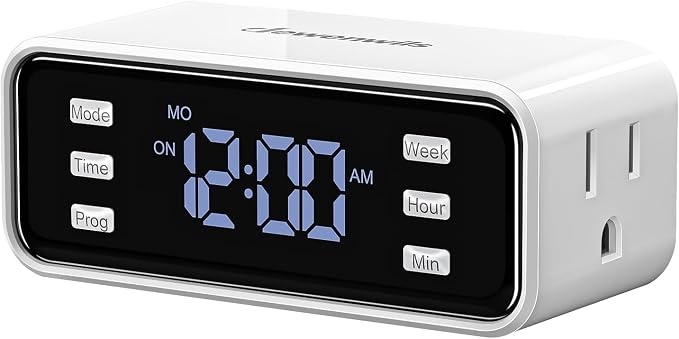 619EHiCxjrL._AC_SX679_.jpg DEWENWILS 7 Day Heavy Duty Timer, Dual Outlet Digital Timer with 2 Outlets | 8 On/Off Programs, Clear Display, 3 Prong, 125V 60Hz, Programmable Plug in Timers for Indoor Lamp, Light, Fan - Image 1