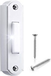 61OBaAfO7BL._AC_SX679_.jpg Metal Lighted Doorbell Button,LED Wall Mounted Doorbell Switch,Matte White | Heavy Duty Metal Wired Door Bell Push Button for Universal Garage Door Opener Switch, White Light, Property In Copyright - Image 1