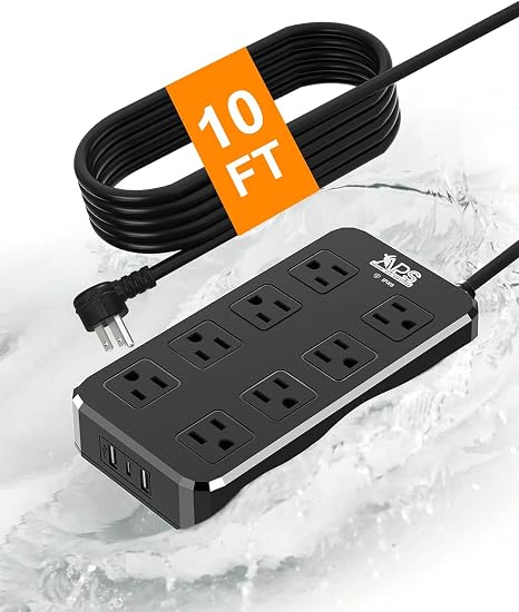 61Tapcum5ZL._AC_SX466_.jpg QIYUAN Outdoor Power Strip Weatherproof Waterproof 8 Outlets 3 USB 10FT | Outdoor Extension Cord with Multiple Outlets, Wall Mountable Outlet Extender Heavy Duty 13A for Patio Garden RV Christmas - Image 1