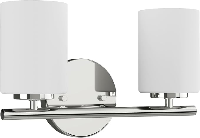 61X7sAULL._AC_SX679_.jpg Replay Collection 2-Light Etched White Glass Modern Bath Vanity Light Polished Nickel - Image 1
