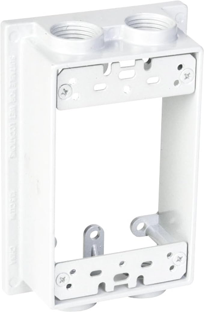 61d2OpGvzmL._AC_SX679_.jpg TayMac SE450WH Weatherproof Box Extension, 1-Gang, (4) 1/2-Inch Outlets, White - Image 1