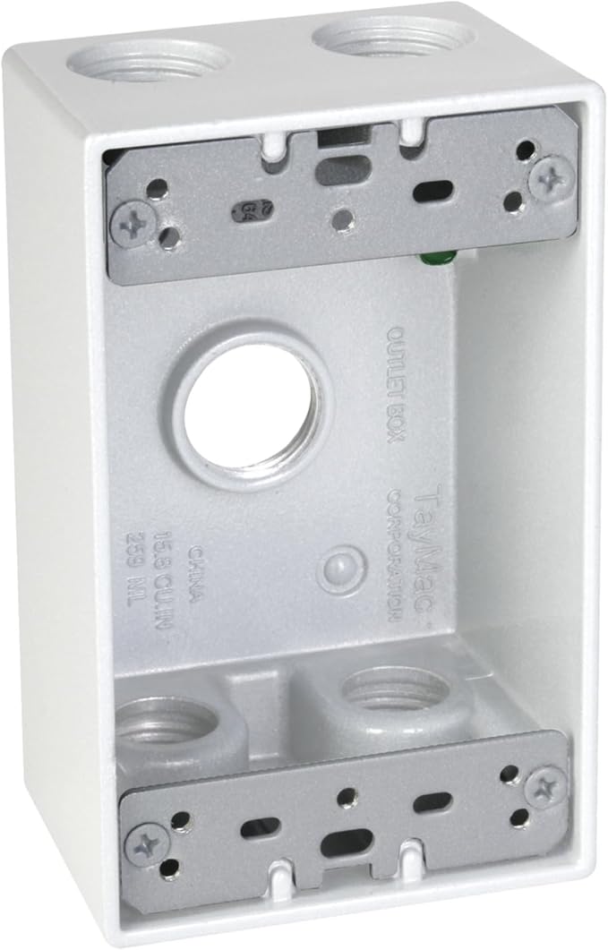 61dg0yN77RL._AC_SX679_.jpg TayMac SB550WH Weatherproof Box, 1-Gang, (5) 1/2-Inch Outlets, White - Image 1