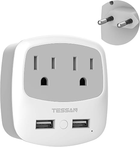 61mHkQHGNbL._AC_SX466_.jpg TESSAN European Travel Plug Adapter Converter | International Power Plug Converter, 2 USB Ports, Type C Outlet, US to Most of Europe EU Iceland Spain Italy France Germany - Image 1