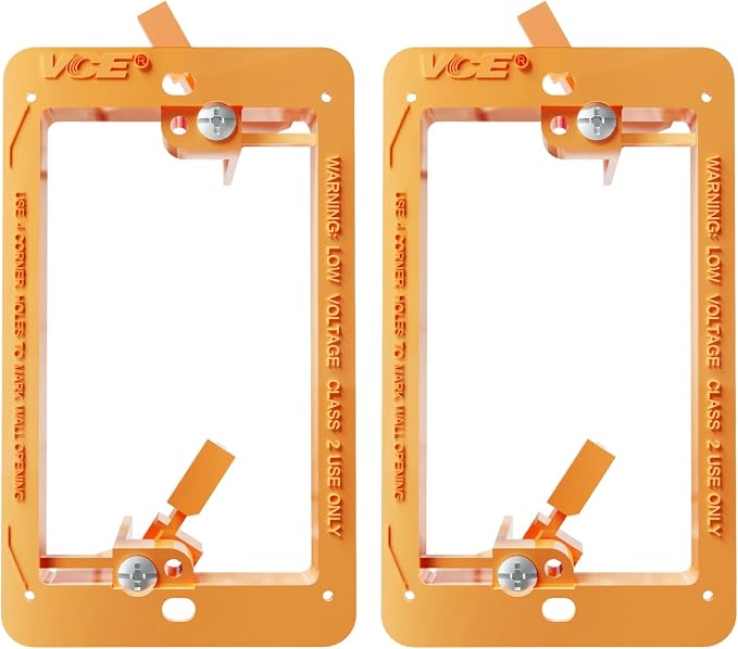 61pCQOJImDL._AC_SX679_.jpg VCELINK Low Voltage Mounting Bracket, Flush Low Voltage Box, Orange 2-Pack | With Alignment Holes for Easy Installation, Flush Mount for Single Gang Wall Plate - Image 1