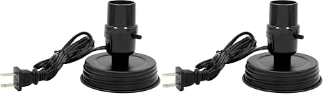 61pqQ9GLQpL._SX466_.jpg Creative Hobbies DIY Mason Jar Lamp Making Kit - Black Color Lid & Socket Great for Lamp Conversion, Fits Wide Mouth Canning, Fruit, Mason Jars, Pre-Wired and Easy to Use (Pack of 2) - Image 1