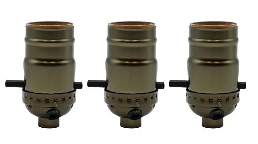61vTHTL2EuL._SX522_.jpg Creative Hobbies Push Thru On/Off Lamp Socket, Medium Base, Antique Brass Shell Incandescent Lampholder - Pack of 3 Sockets - Image 1