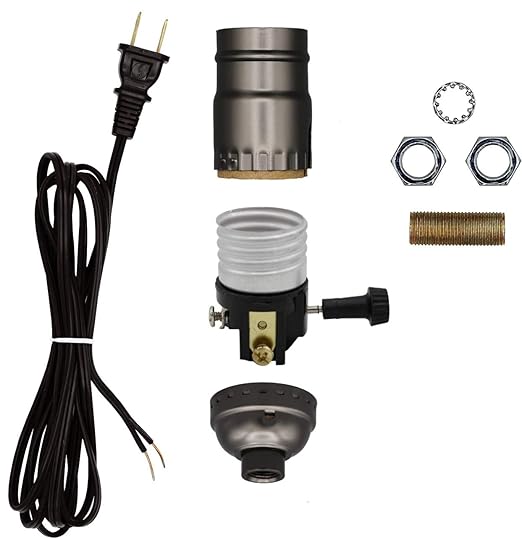 61wWcbuakL._SX522_.jpg Creative Hobbies Make a Lamp or Repair Kit - All Essential Hardware, 3 Way Socket, and Matching Electric Cord (Black) - Image 1