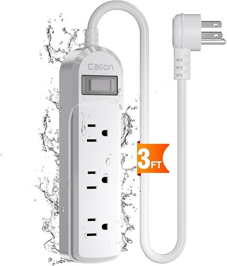 61yJOyRU2RL._AC_SX466_.jpg Outdoor Power Strip with Extension Cord, 3 Outlet 3FT Switch | IPX6 Weatherproof, 13A/1625W, Wide Spaced Outlets, 45° Flat Plug, Shockproof for Patio Garden - Image 1