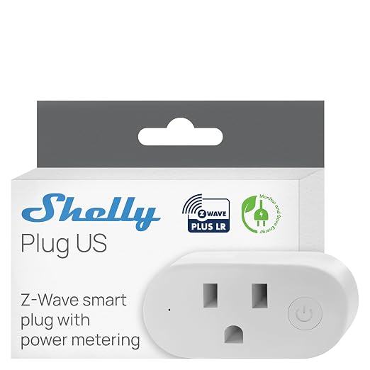 7111nugpZL._SX522_.jpg Shelly Z-Wave Smart Plug US Long Range, Power Metering, 15A | Power Monitoring, Home Automation, iOS Android App, Low Power Consumption, Smart Schedules & Scenes, Bulletproof Security - Image 1