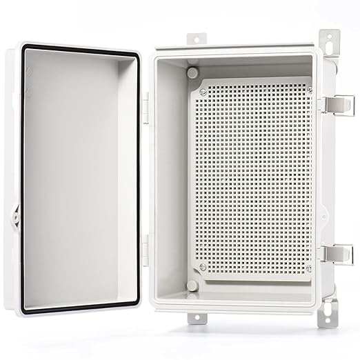 71CH31kjKuL._SX522_.jpg QILIPSU Junction Box IP67 Waterproof Plastic Electrical Enclosure Outdoor Weatherproof Project Electric Box with Mounting Plate, Wall Brackets, Hinged Grey Cover 11.2 - Image 1