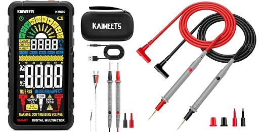 71DXeUPp8UL._SX522_.jpg KAIWEETS KM602 Smart Multimeter Rechargeable Electrical Tester with Auto Ranging and KAIWEETS KET20 Silicone Multimeter Test Leads with Gold-Plated Probes - Image 1