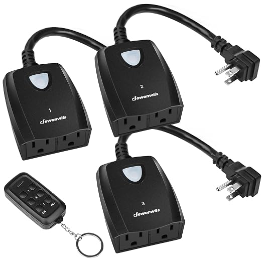 71ONKhVIqeL._SX522_.jpg DEWENWILS Outdoor Remote Control Outlet, Weatherproof Wireless Electrical Plug in Light Switches, 7 - Image 1