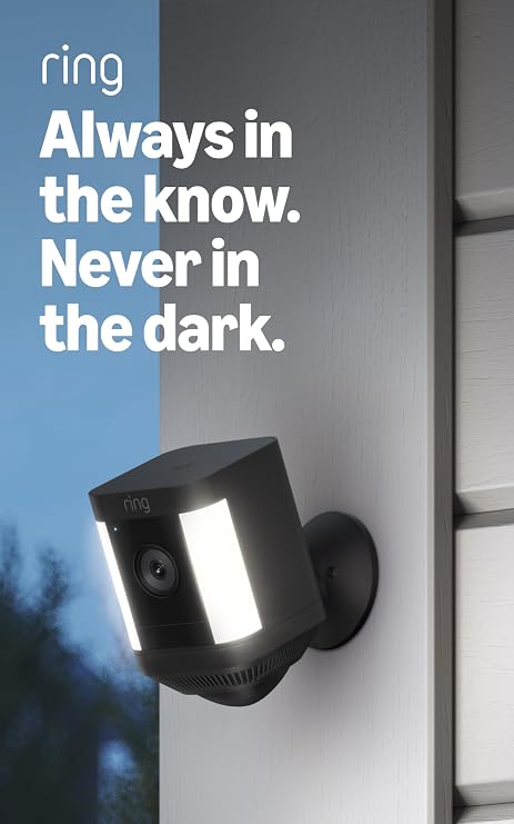 71Row76VmdL._SY741_.jpg Ring Spotlight Cam Plus, Battery, Home or business security with HD video, Two-Way Talk, Color Night Vision, and Security Siren, Black - Image 1