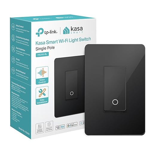 71bhQ5KrN0L._SX522_.jpg Kasa Smart Light Switch HS200-BL, Single Pole,Neutral Wire Required, 2.4GHz Wi-Fi Light Switch Compatible with Alexa and Google Home, UL Certified, No Hub Required, Black - Image 1