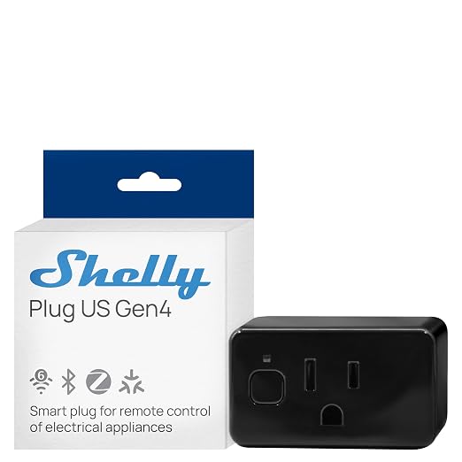 71grt2GOaSL._SX522_.jpg Shelly Smart Plug UL, WiFi, Bluetooth, Zigbee, Matter Outlet with Power Metering, Works with HomeKit, Google Home, Alexa, Home Assistant, Smart Socket, Easy Setup, Remote Control, Plug US Gen4 Black - Image 1