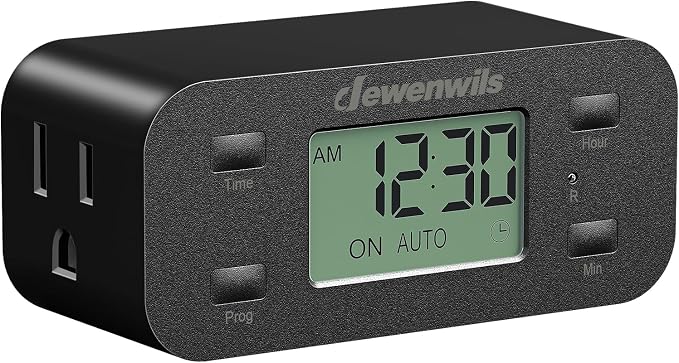71hlvBrDxJL._AC_SX679_.jpg DEWENWILS Indoor 24 Hour Programmable Digital Timer Outlet, 1 Outlet,1 Pack | 3 On/Off Programs,125V/15A, 1/2 HP, 3 Prong Light Timer for Lamp,Aquarium, Christmas Decorations, Reptile Tanks,Black - Image 1