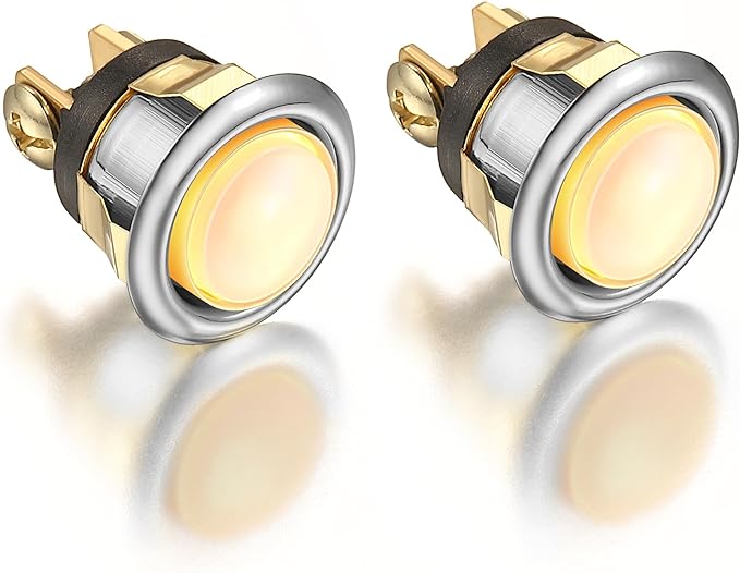 71lwOx07QuL._AC_SX679_.jpg Dreyoo 2 Pack Lighted Doorbell Button Replacement, Silver, Yellow Light | Easy to Install Wired Doorbell Button Push Door Bell Ringer Kit Round Rim with Lighted Center - Image 1