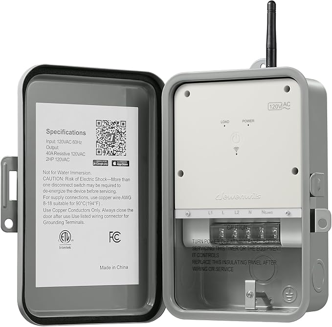 71rTFZfWESL._AC_SX679_.jpg DEWENWILS Pool Pump Timer, Outdoor Smart WiFi Timer Box, 40A 120VAC 2HP | Heavy Duty Wireless Controller for Pool, Water Heater, Compatible with Smart Phone, Alexa, Google Assistant, ETL Listed - Image 1