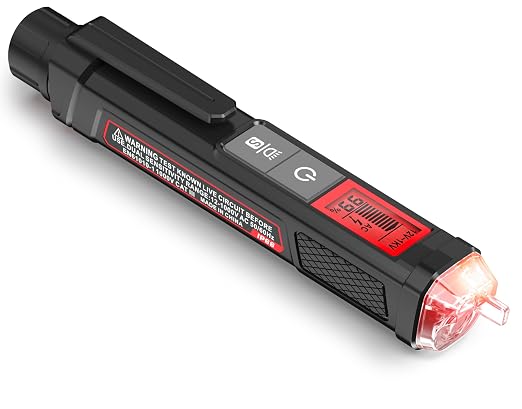71tkCFrPzTL._SX522_.jpg KAIWEETS Voltage Tester/Non-Contact Voltage Tester with Signal Percentage, Dual Range AC 12V/70V-1000V, Live/Null Wire Tester, Electrical Tester with LCD Display, Wire Breakpoint Finder (Black) - Image 1