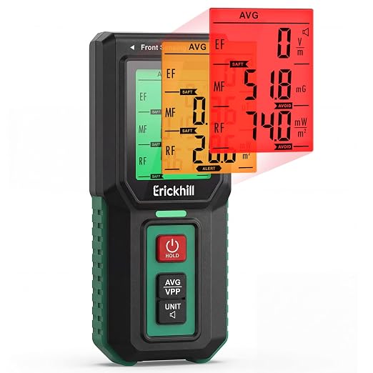71yANhqI4tL._SX522_.jpg ERICKHILL EMF Detector, 3-in-1 Electromagnetic Radiation Meter for Home | Simultaneous EF, MF, and RF readings with trend graphs and color alerts for electronics, smart meters, and ghost hunting. - Image 1