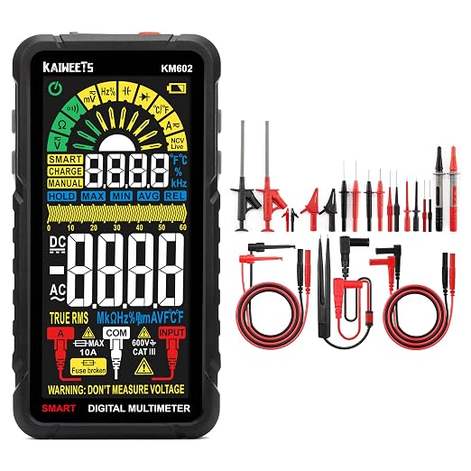 817ujEMd1CL._SX522_.jpg KAIWEETS Smart Multimeter Rechargeable Electrical Tester & 23PCS Multimeter Test Leads Kit - Image 1