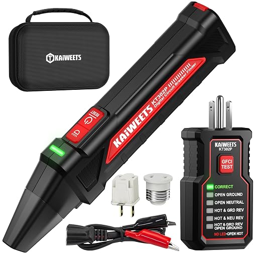 81FGlL48sWL._SX522_.jpg KAIWEETS Circuit Breaker Finder Tool Kit, GFCI Outlet Tester with Dual-Sided LED Indicators, Electrical Circuit Tracer Tool with Flashlight, Includes Carrying Case and Adapters- KT302P - Image 1