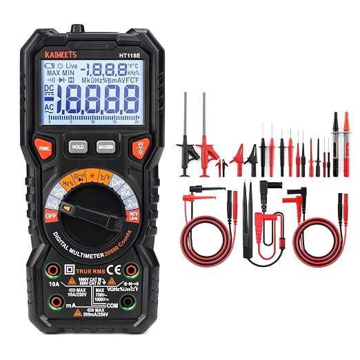 81i8NqVF2VL._SX522_.jpg KAIWEETS HT118E Digital Multimeter & 23PCS Multimeter Test Leads Kit - Image 1