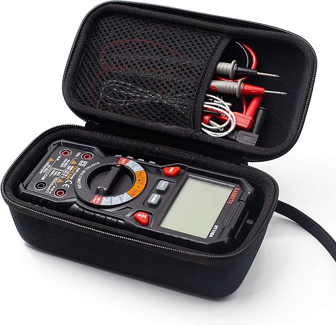 81qg26ESBIL._AC_SX679_.jpg KAIWEETS HT118A/HT118E Multimeter Case, Protective Hard Storage Bag, Replacement with Mesh Pocket for Digital Multi Meter TRMS 6000/20000 Counts Volt Meter Auto Ranging (Case Only, No Multimeter) - Image 1