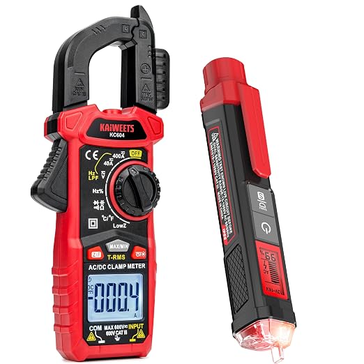 81x2LLI2lYL._SX522_.jpg KAIWEETS Digital Clamp Meter Multimeter, Non Contact Voltage Tester with Signal Percentage, Dual Range AC 12V/70V-1000V - Image 1